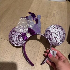 Purple Swirl Minnie Ear Headband with Sparkle Crown